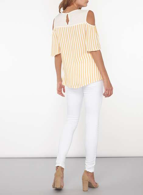 **Tall Striped Cold Shoulder Top